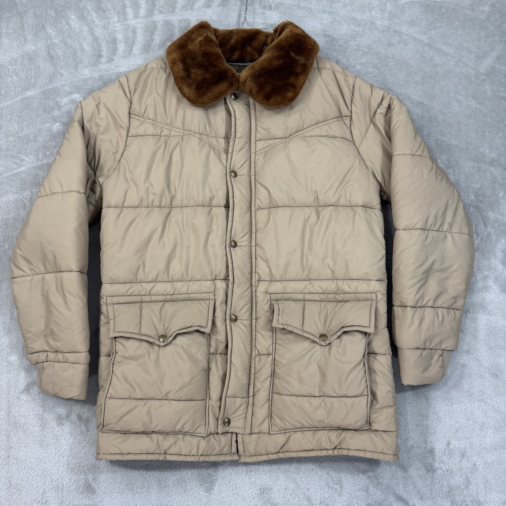 Vintage Walls Jacket Mens Large Tall Western Wear Brown Quilted Puffer 70s‎ 80s